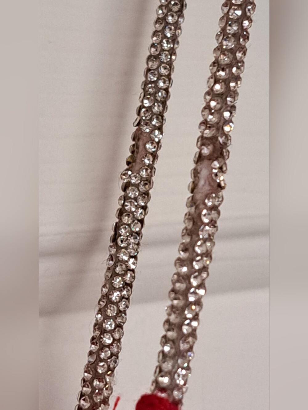 Red Ribbed Slip Dress with Rhinestone Straps - Picture 5 of 7